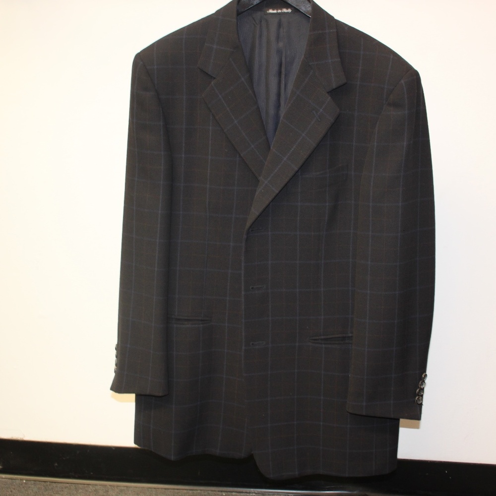 Pal zileri checkered three button wool blazer